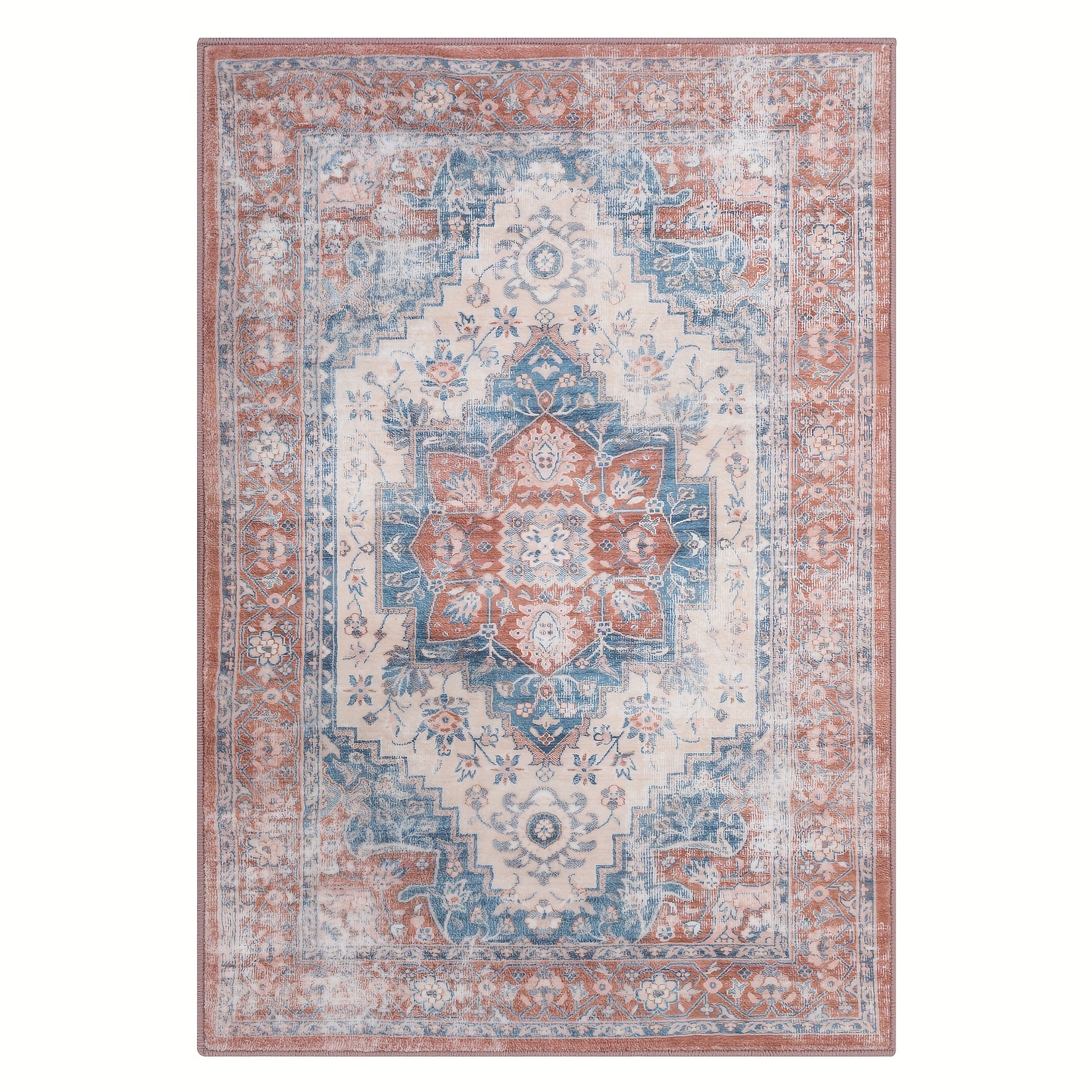 1200gsm 100% Polyester Imitation Cashmere 350 Washed Back Fold Printed Carpet - Persian - Square Lily Of The Valley Hs2023-36 Brick Red