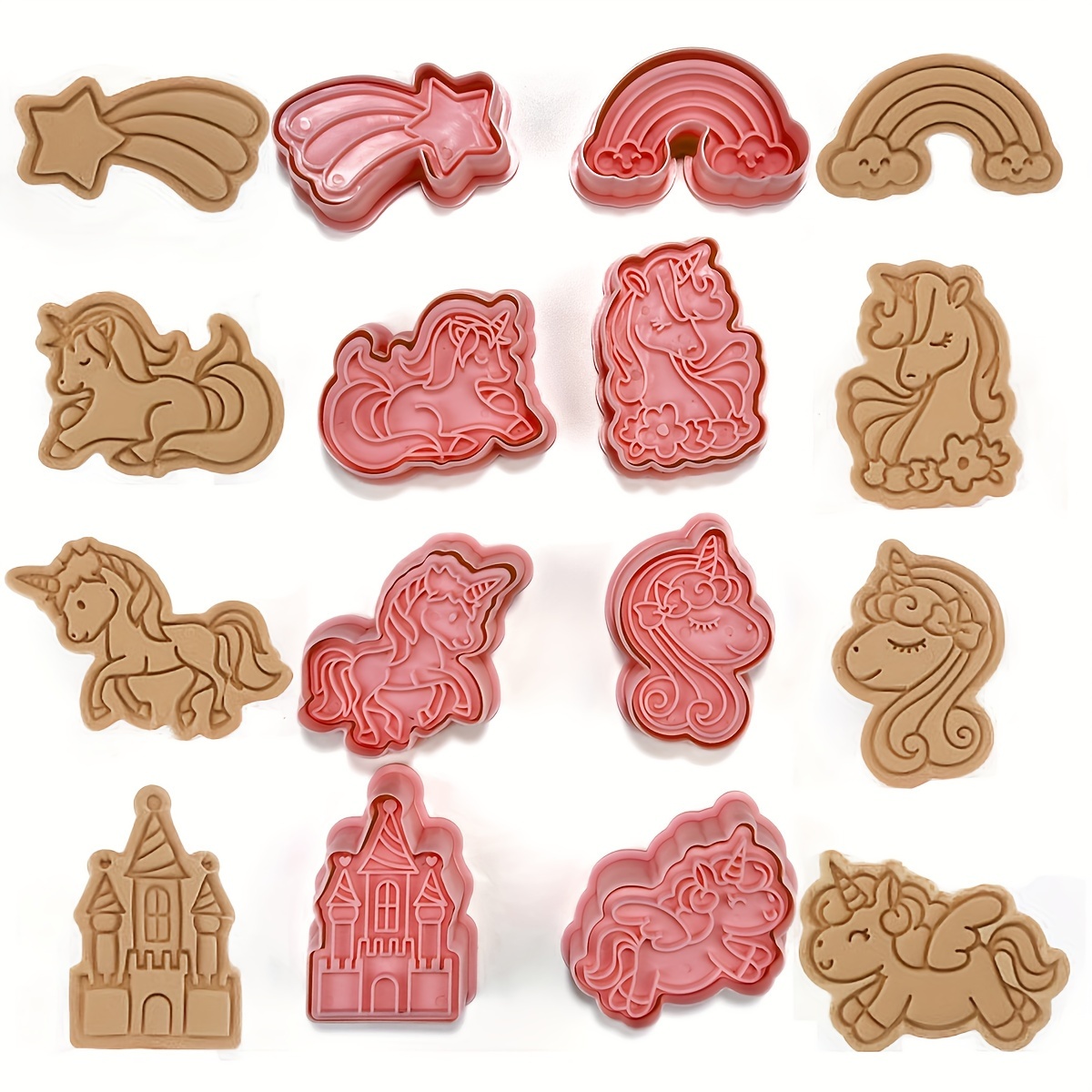 

8pcs Set Of Unicorns, , Castles, Cookie Cutters, Fun Cookie Cutter Set, For Diy Baking Cake Enthusiasts, Pastry Baking Decoration, Cookie Cutter, Cutter, Cookie Stamp, Suitable For Home Use, , Bakery