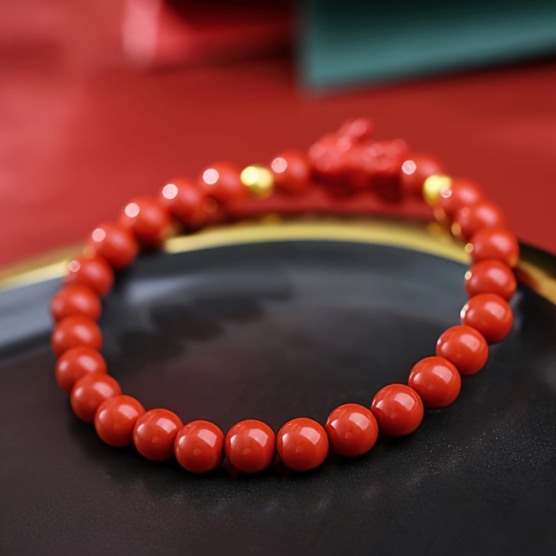 Red Cinnabar Bracelet for Women with Pixiu Charm