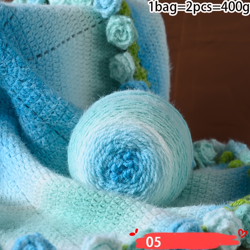 TEMU 400G/2pcs Grand Paquet de de Laine Multicolore Dégradée, Laine Moyenne-Epaisse, Dégradée , Texture Douce Facile à Travailler pour Débutants,
