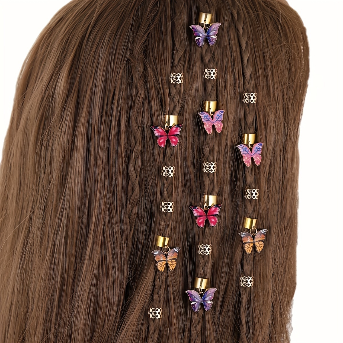 

18pcs/set Vintage Hair Rings Butterfly Decorative Hair Rings Hollow Out Hair Buckles Stylish Hair Accessories For Women And Daily Uses