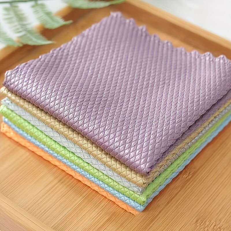 TEMU 10pcs Random Color, Fish Scale Glass Wiping Cloth, Household Cleaning Cloth, Stain Remover Cloth, Dishwashing Cloth, Window Wiping Cloth, Non