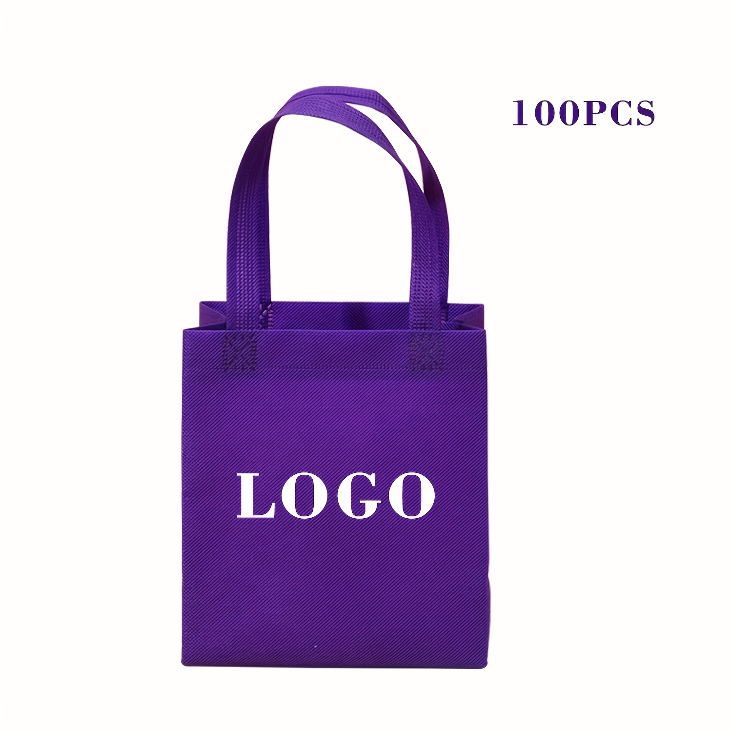 Custom 100pcs Tote Bag with Logo Text Heat Transfer