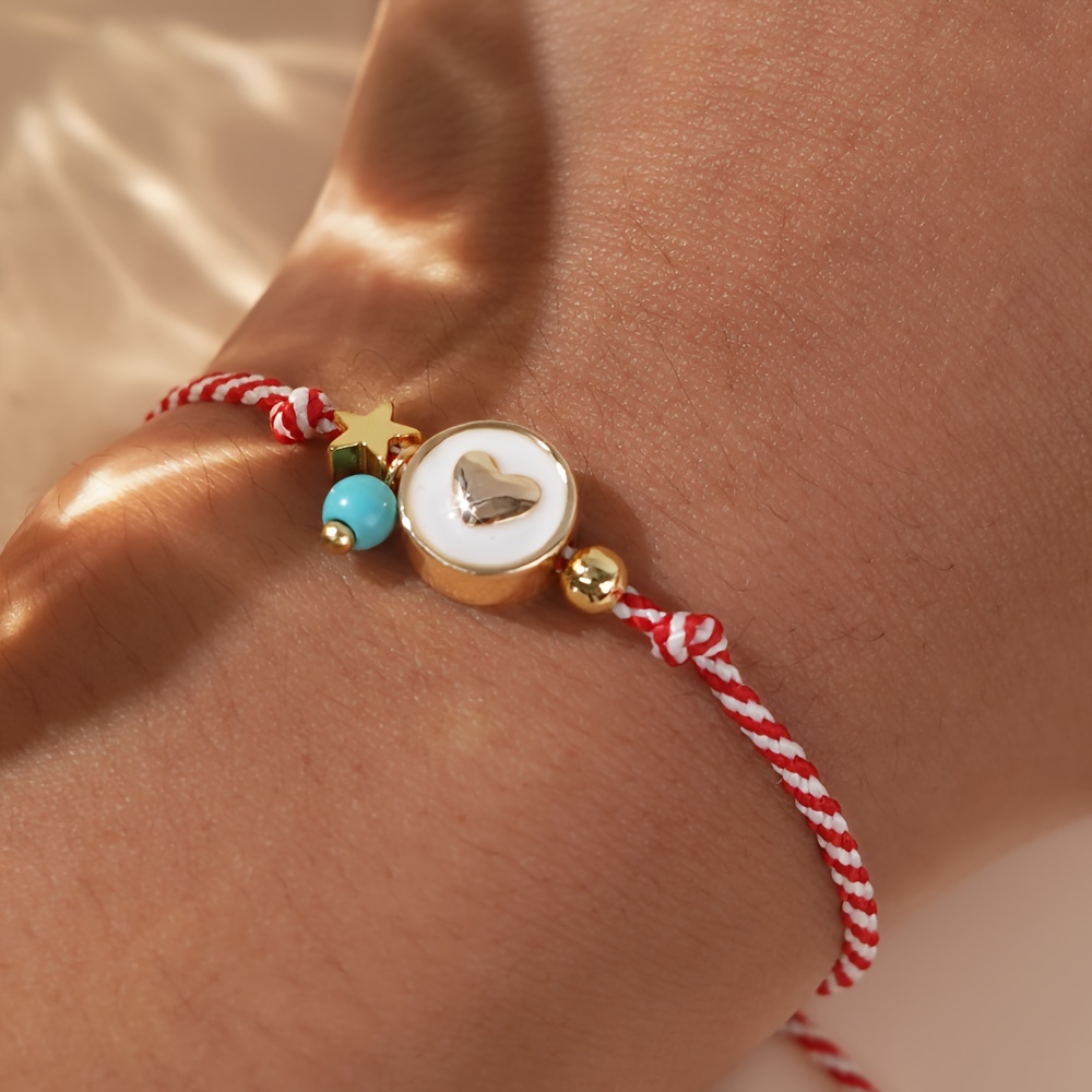 

Gorgeous Heart Pattern Star Synthetic Turquoise Bead String Bracelets For Women, Bohemian Minimalist Style Charm Bracelet