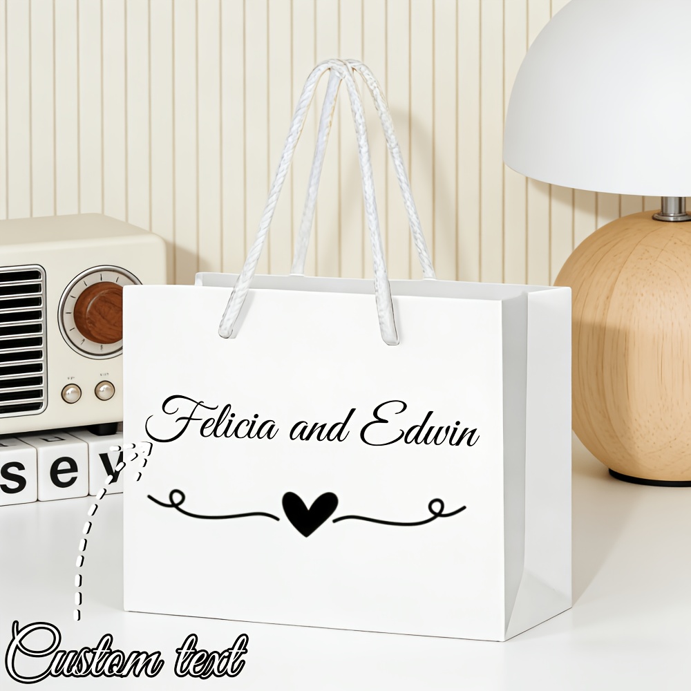 E-shop Geschenktasche mit Griff 1 anpassbarem Text, personalisiertes Geschenk für Sie/Ihn, geeignet für besondere Anlässe wie Hochzeiten, Brautpartys,