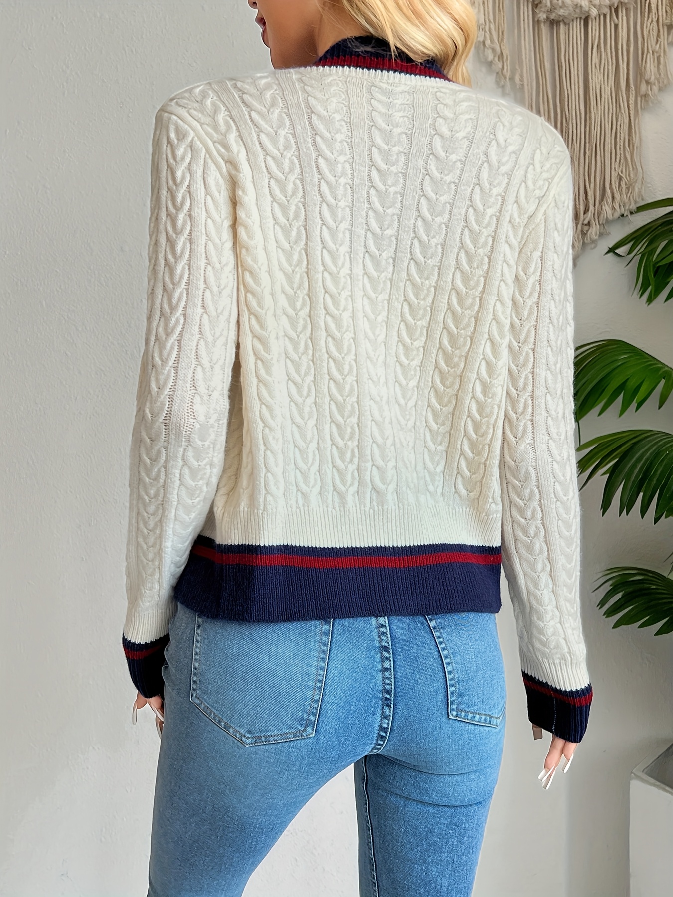 womens colorblock striped cardigan   fit v neck long sleeve cover up maroon navy blue lightweight fabric     casual wear cardigan   cardigan construction cardigan sweater Product details 5