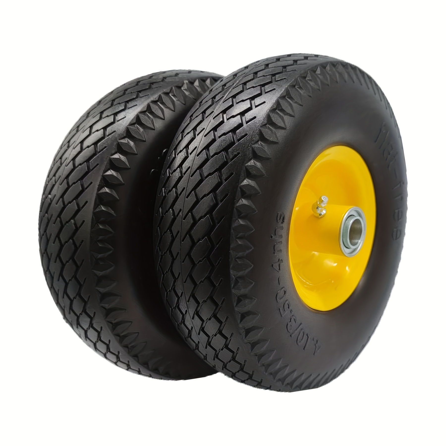 

4.10/3.50-4 Tire With 3/4 & 5/8 Bearings, 2.25" Offset For Lawn Mower Garden Cart Hand Truck (set Of 2)