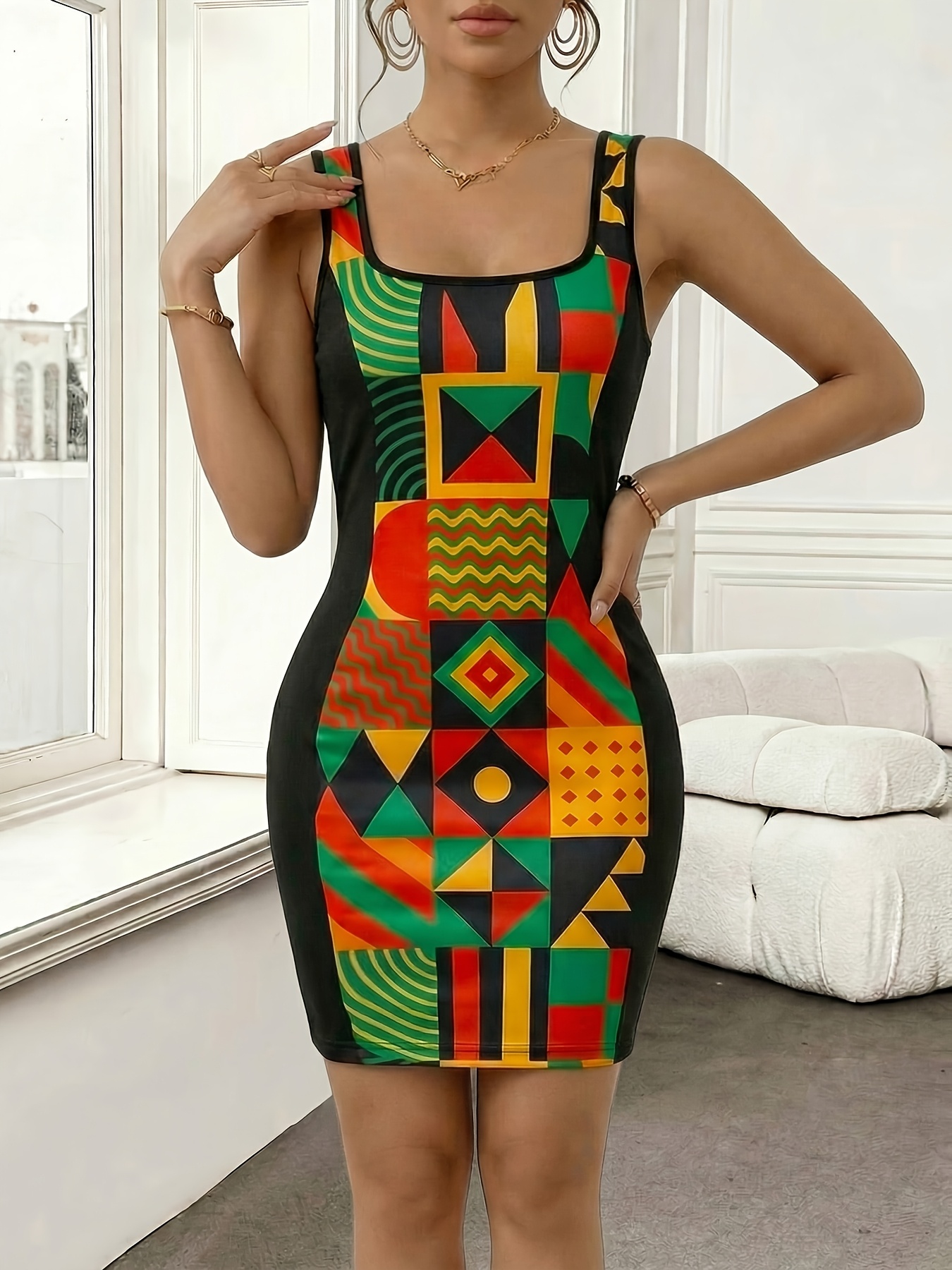 tribal bodycon dress sold on Temu United States