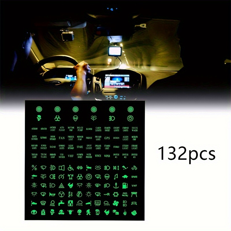 

132pcs -the-dark Car Dashboard Stickers - Nighttime Safety Decals For Switches, Circuit Panels & Gps Controls - & Remove, No Residue