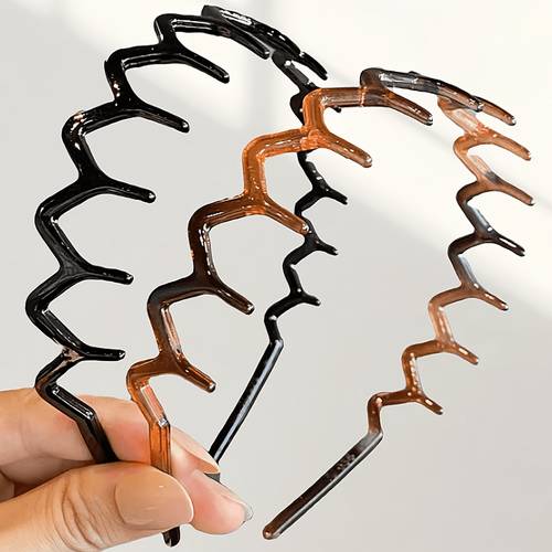 ./2 stk. damen einfaches und modisches gewelltes, gezahntes, leicht zu fixierendes stirnband, kosmetik-stirnband, elegantes kunststoff-stirnband, haarverzierungen