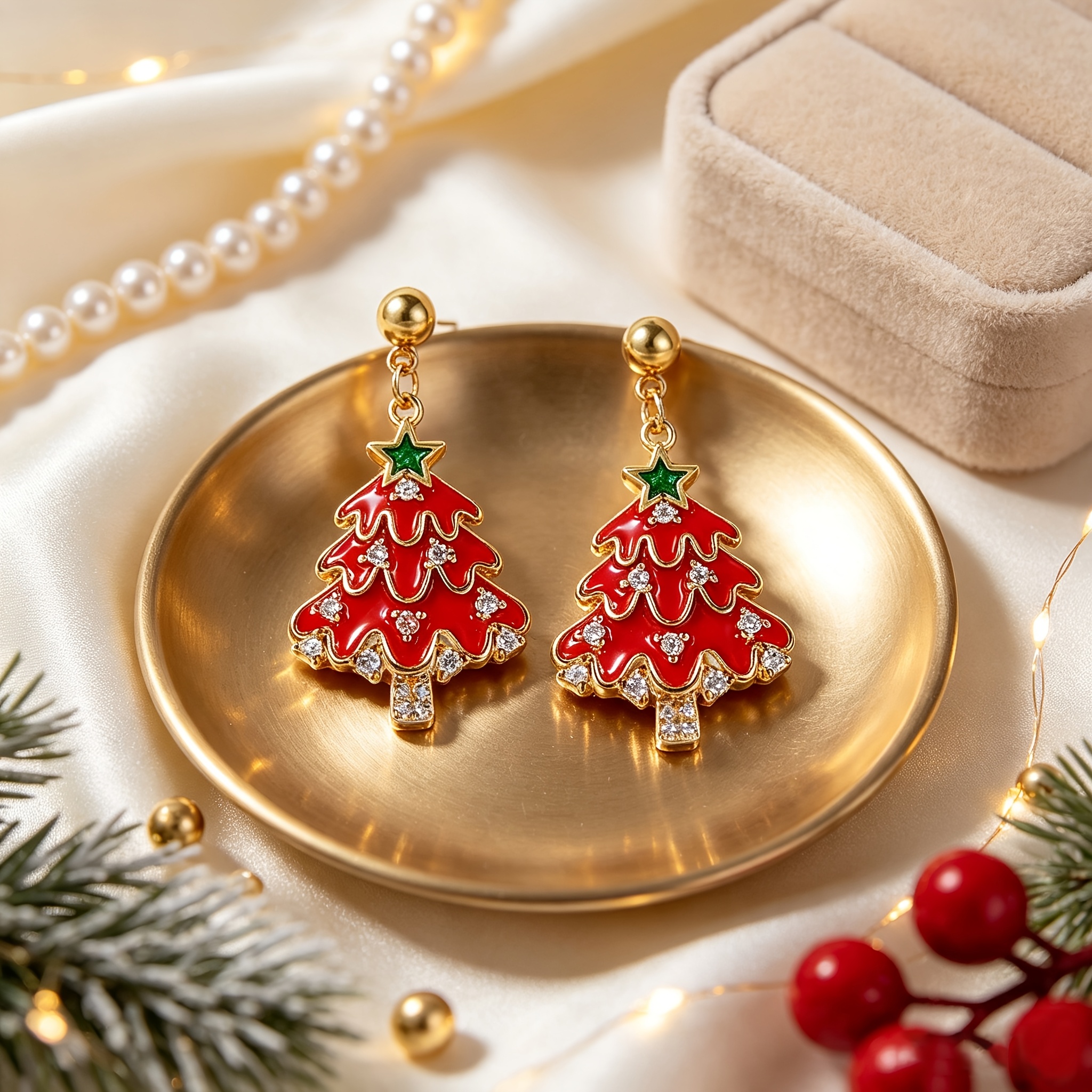 Star Christmas Tree Earrings Gift Set