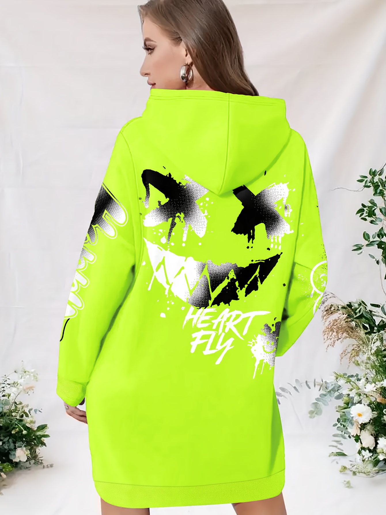 green hoodie dress Oversized Mid-Length Hoodie Dress Green / XL