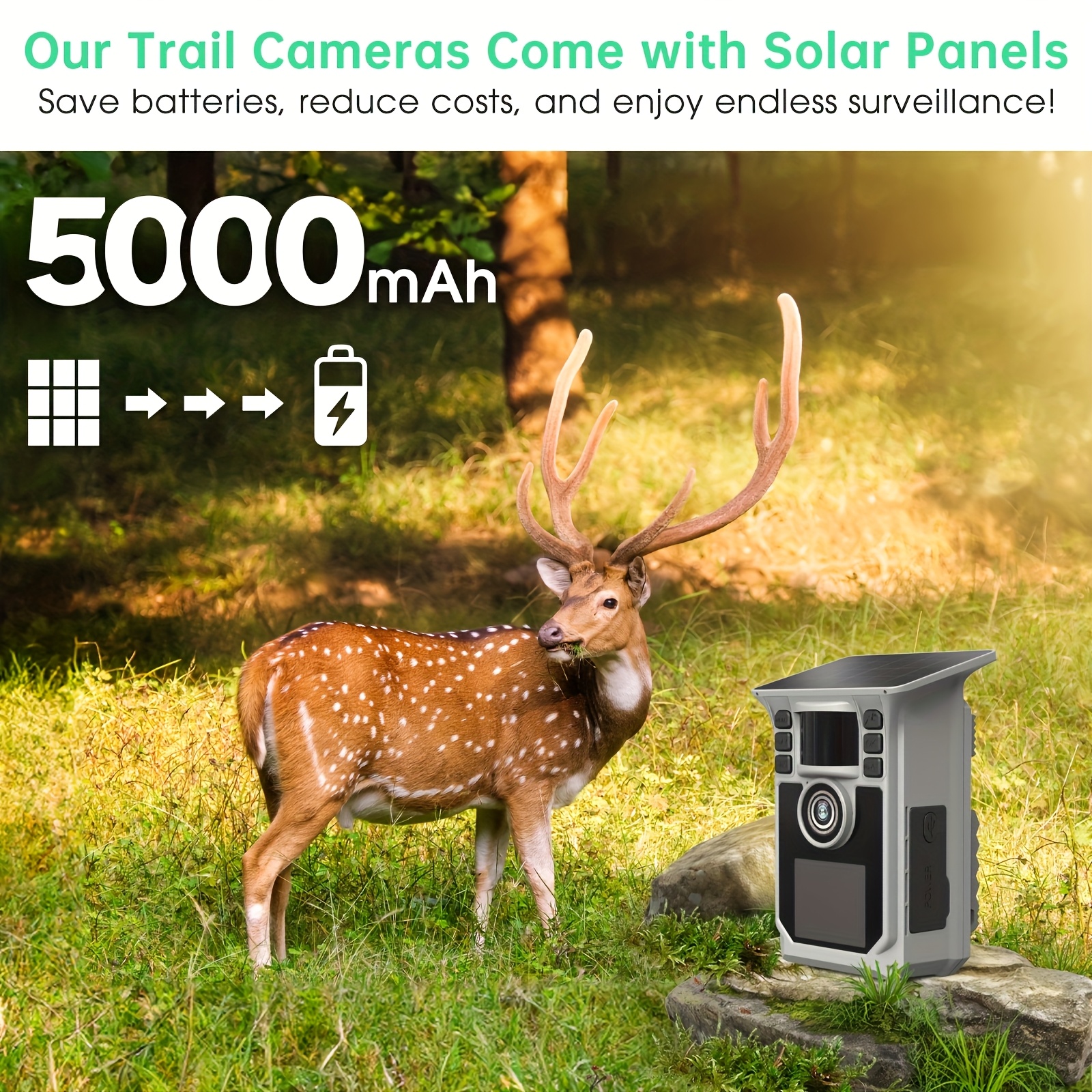 Wifi Trail Camera 4K 48MP Built-In 5000Mah Battery Suitable with Ip67 Waterproof 0.2S Trigger Speed for Wildlife, Security, And Surveillance 130-Degree Wide-Angle Lens