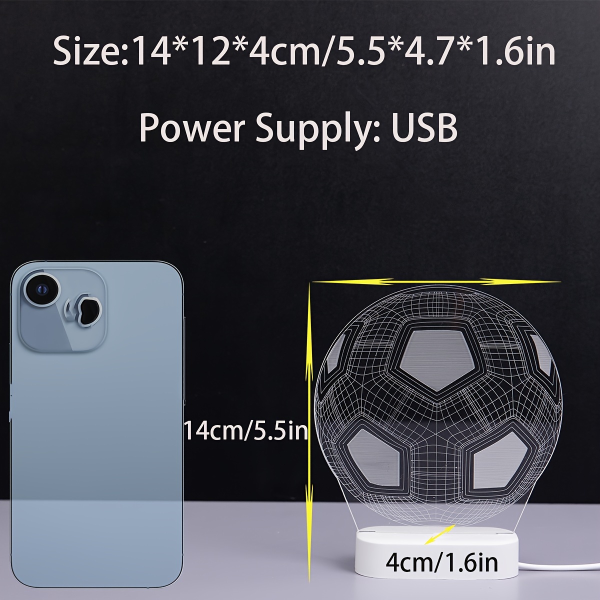 Luz de noche creativa de balón de fútbol USB, luz de noche para sala de estar/habitación/baño, decoración deportiva, decoración del hogar, lámpara de mesa creativa de escritorio