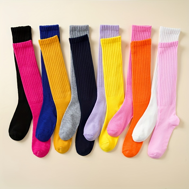 

8 Pairs Of Random Color Solid Color Fresh Warm Mid-length Stacked Socks