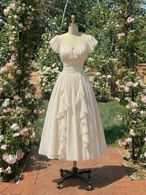 womens apricot lantern sleeve long dress vacation wear womens style spring and summer wear valentines day dress elegant dress suitable for party occasions wedding guest dress vacation casual wear womens style womens floral dress