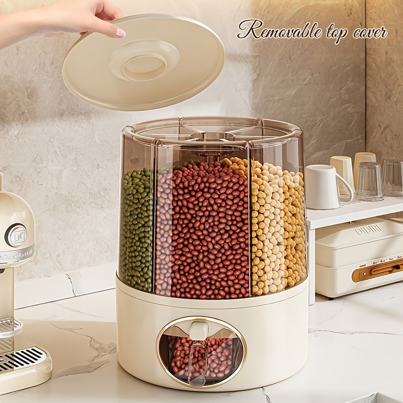 1pc large capacity plastic grain storage container rotary loading rice dispenser with insect and moisture multi functional kitchen organizer for cereal and kitchen storage solution sleek storage design insectproof storage details 2