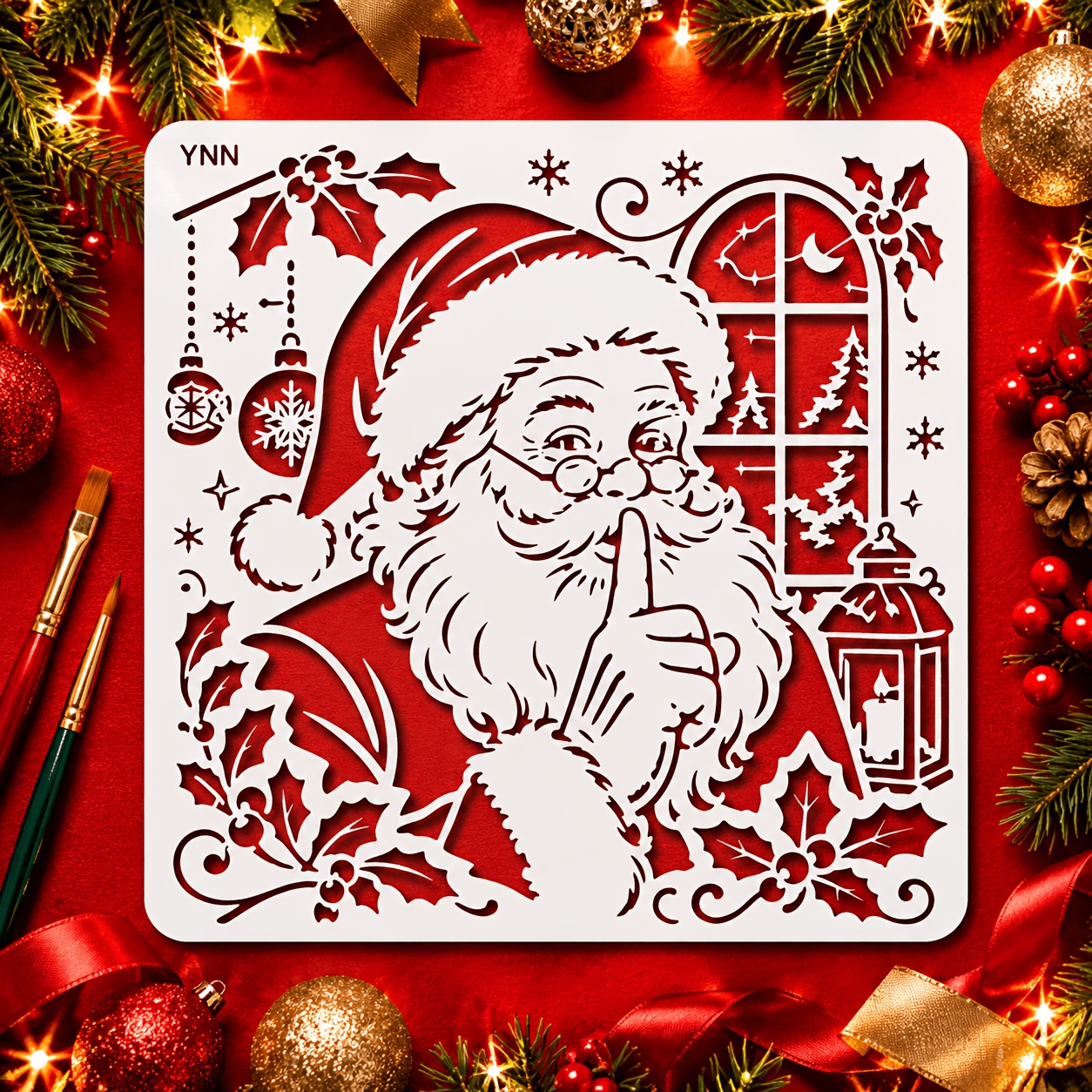 TEMU YNN Pochoir de Père Noël Réutilisable 11.8 X 11.8 Pouces pour Peinture avec Gabarits de Dessin pour Art Mural d'Artisanat Meubles Toile