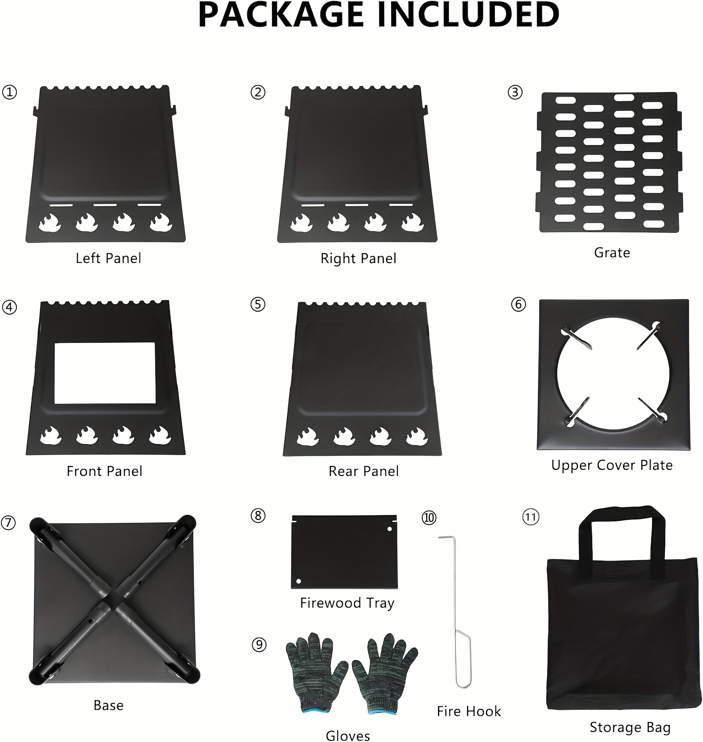 Portable Wood Burning Camp Stove - Heavy-Duty Outdoor Campfire Stove with Sturdy Legs & Air Vents, Firewood/Bonfire Compatible for Hiking, Backpacking, Picnic, BBQ, Travel - No Electricity/Flint/Magnesium Needed
