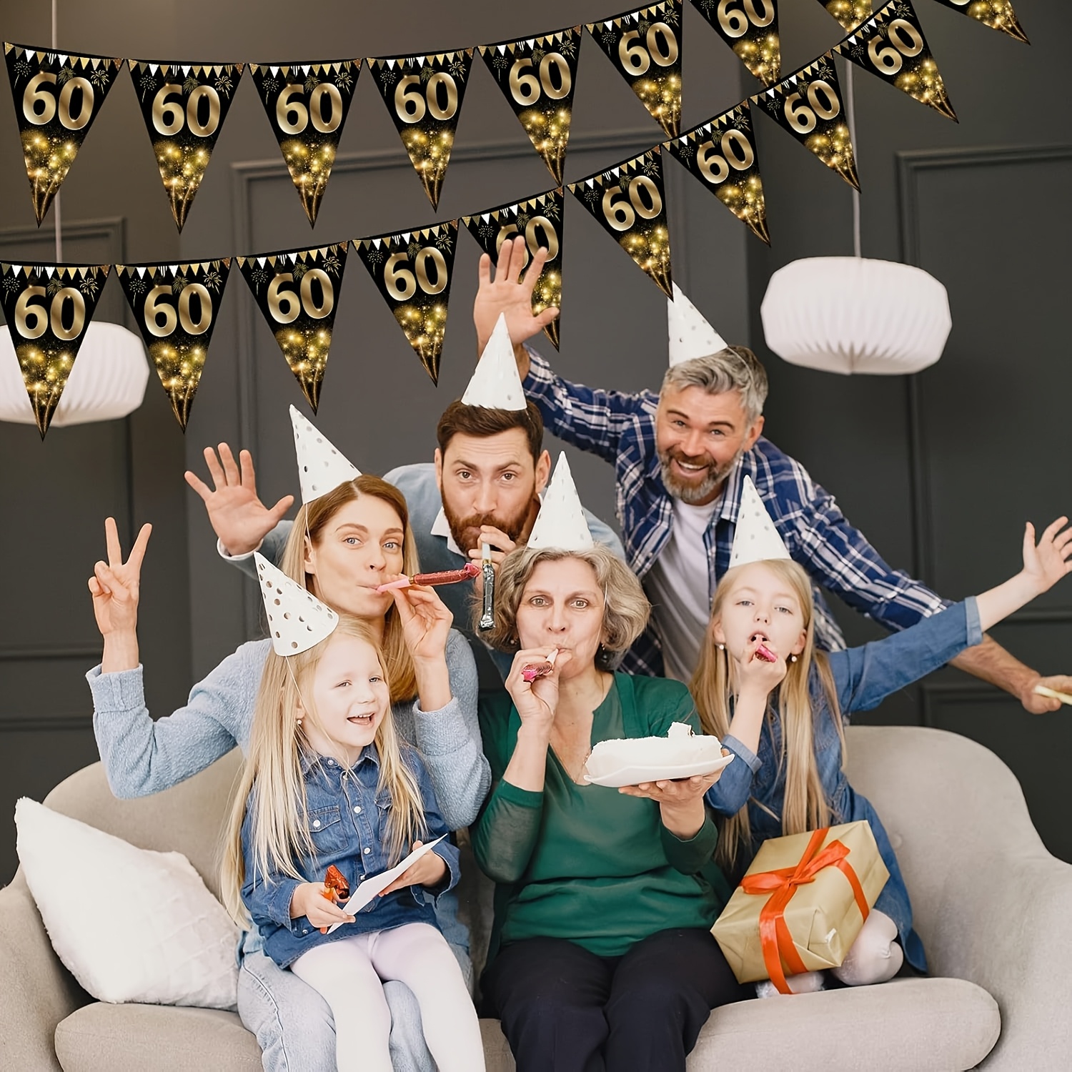 60. Geburtstag Wimpel-Banner – 2,74 Meter Glitzer Blau & Silber Für Die Perfekte Party-Deko