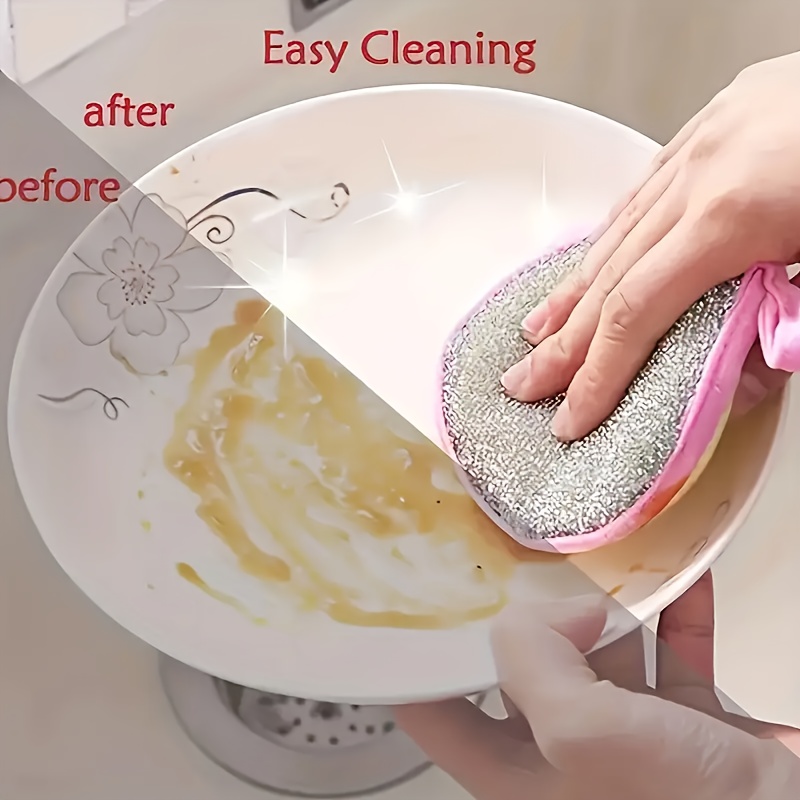 TEMU 8pcs Double-sided Wiping Pads For Utensils And Tools, Durable Kitchen Supplies, Thick Dishwashing Sponge, Round Kitchen Cleaning Cloth