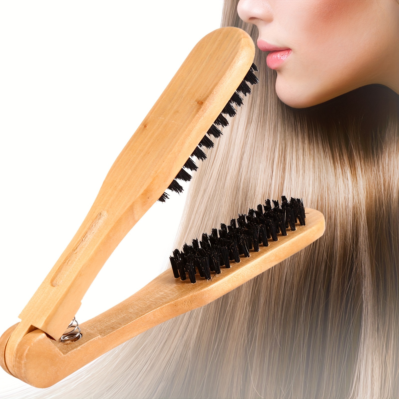 

Hairdressing Comb Double Brushes Wooden Straightener Tool