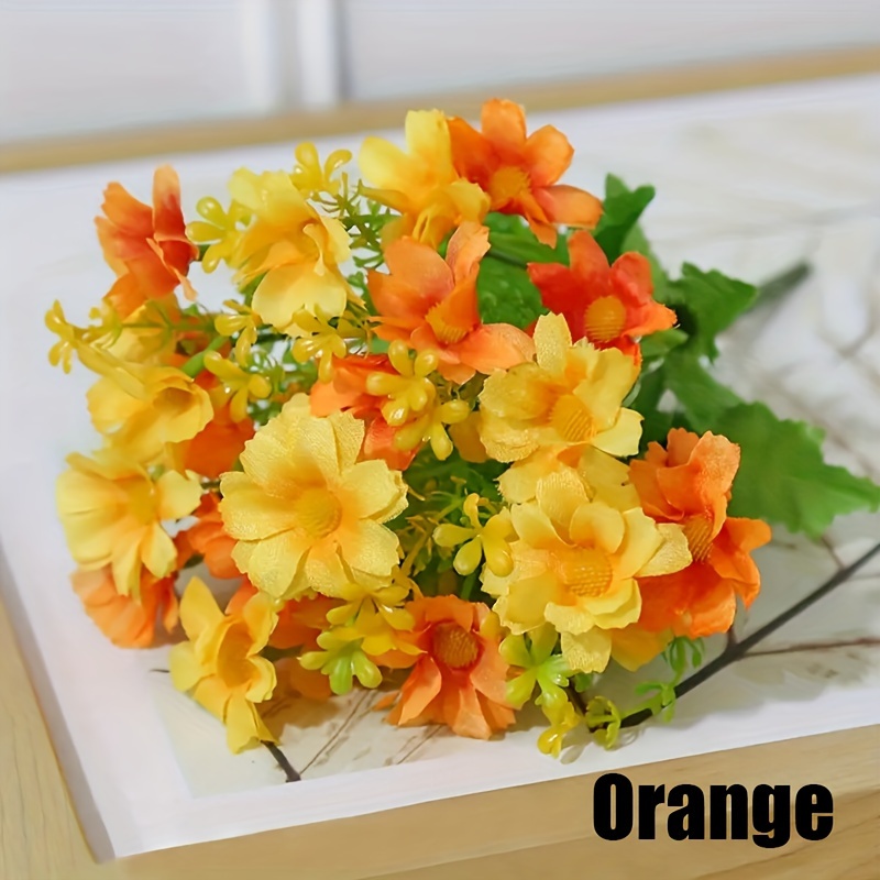 TEMU 1pc Artificial Daisy Flowers With Multiple Heads, Premium Bouquets With Stem, Faux Flowers, Decor, Flower Arrangements Artificial Centerpiece,