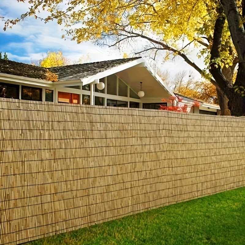 TEMU 1pc 4m Garden Reed Cane Screening Screen Long Panel Outdoor Fence Sunshade Hotels And Farmhouses Use Reed Curtains To Wrap The Edges Of Sunshade