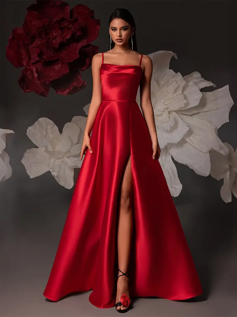 formal dress with suspender French satin irregular suspender dress with feminine temperament princess waist cinching niche dress champagne white M