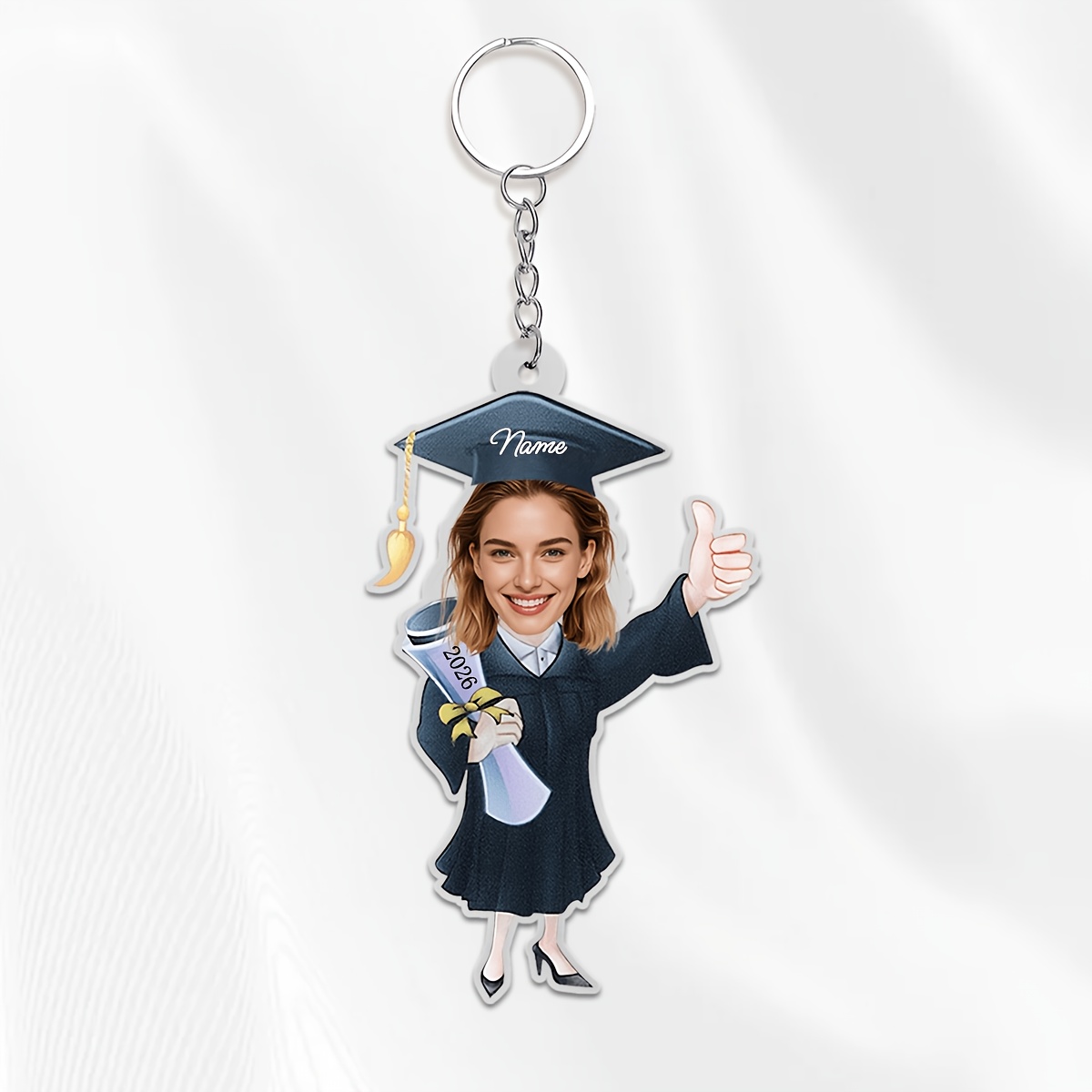 TEMU 2d Flat, 2d Flat Customized Graduation Keychains, Personalized Keychains, Graduation Cap And Diploma Designs, Graduation Party Gifts, Graduation