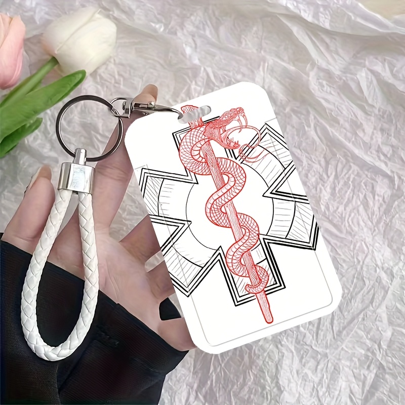 TEMU 1pc Transparent Id Card Holder With Keychain & Snap Closure - Plastic Bus/student/doctor/nurse Id Badge Case, Protective Cover For, Hospital,