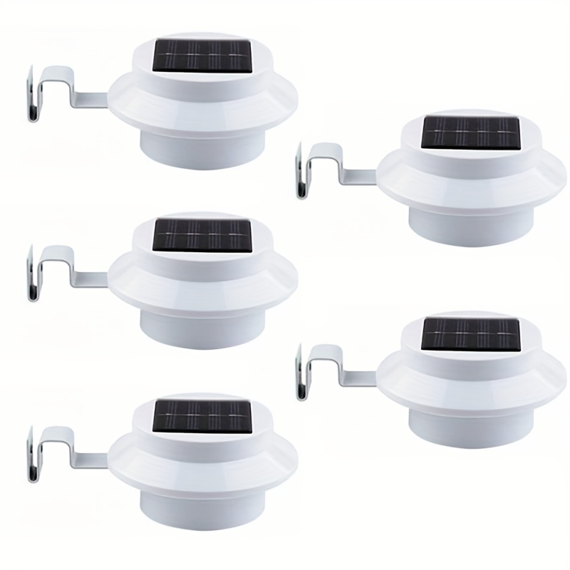 TEMU Set Of 5 Outdoor Led Gutter Lights, Enhanced Solar-powered Lights Featuring An Adjustable Bracket, Warm White Solar Lights Suitable For Patios,