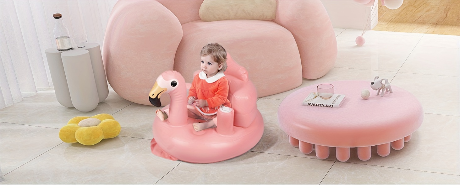   inflatable baby chair with built in air pump pvc baby floor seat support cushion portable toddler chair   sound suitable for 0 3 years old   white for home and travel details 1