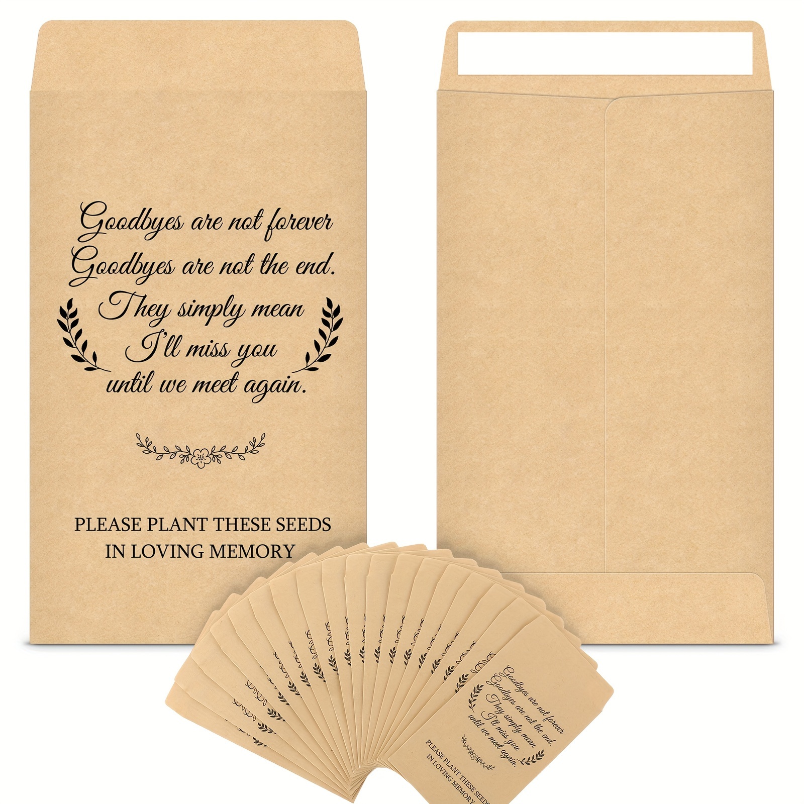 

120pcs Memorial Coin Envelopes - Self-sealing With Inspirational Quote, Small Flower Packets For , 3.9 X 2.4 Inches, Paper Envelopes For Remembrance Gifts, Memorial Keepsakes