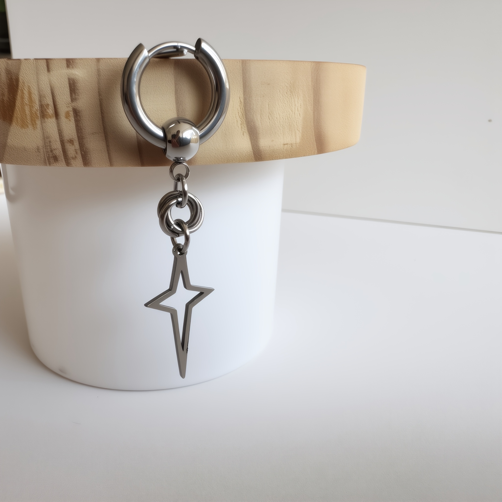 Women's Four-Pointed Star Chainmail Style Hoop Earrings