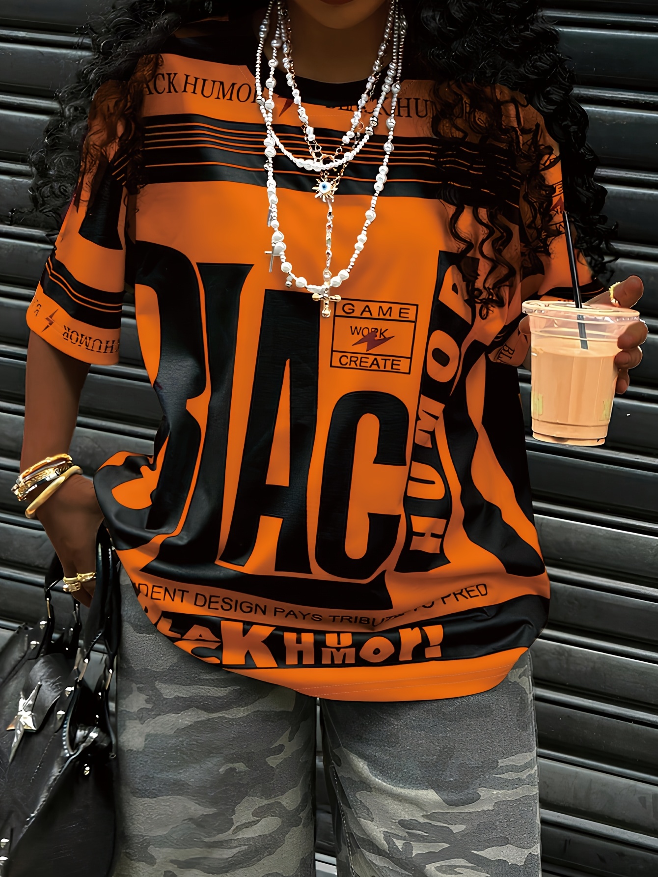 womens streetwear casual short sleeve t shirt black Temu Ghana