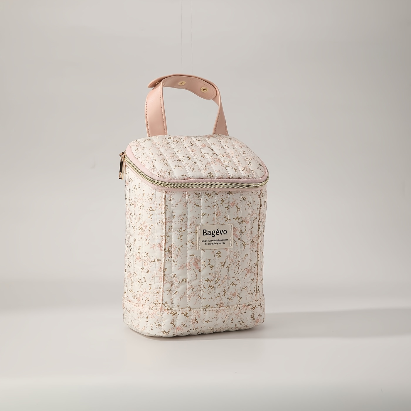 TEMU Floral Cooler Bag Insulated Diaper Bag For Boys And Girls, Quilted Thermal Milk Bottle Pouch For Outdoor