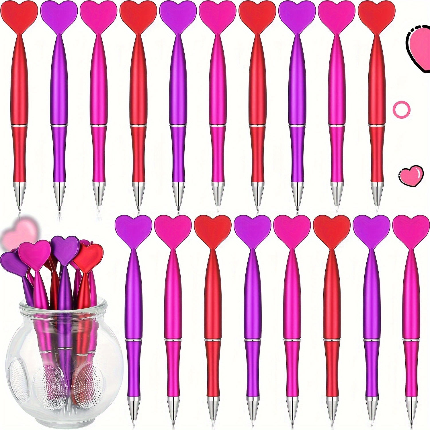 

6/12/18/24pcs Heart-shaped Ballpoint Pens, Diary Pens, School And Officepens, Pen Gifts For Classmates, Friends, Teachers And Lovers