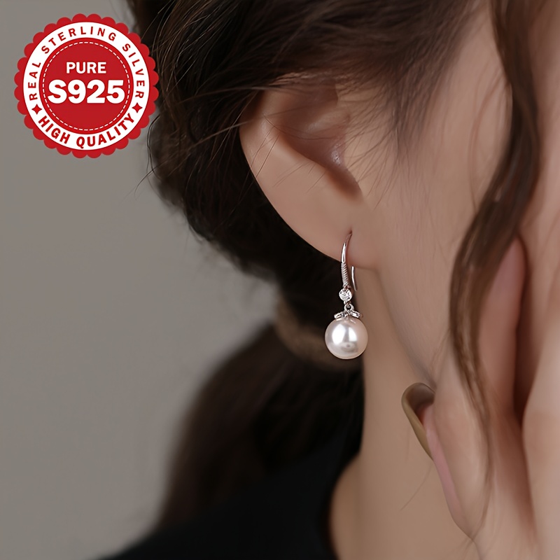 S925 Pure Silver Shell Pearl Earrings for Women