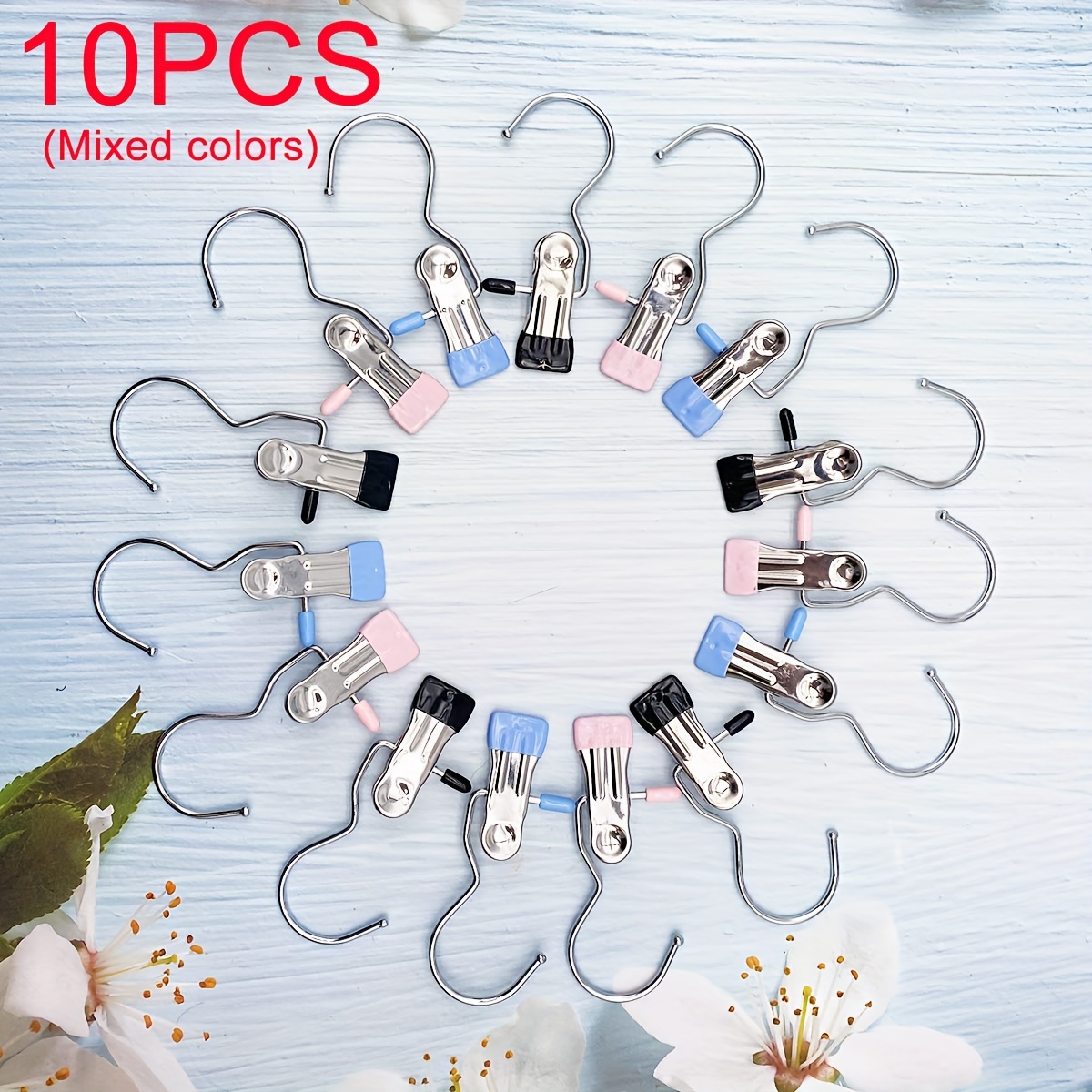 TEMU 10pcs Stainless Steel Clothes , Pants/boot/ Hooks, Portable Wardrobe Organizer, Drying For , , Use