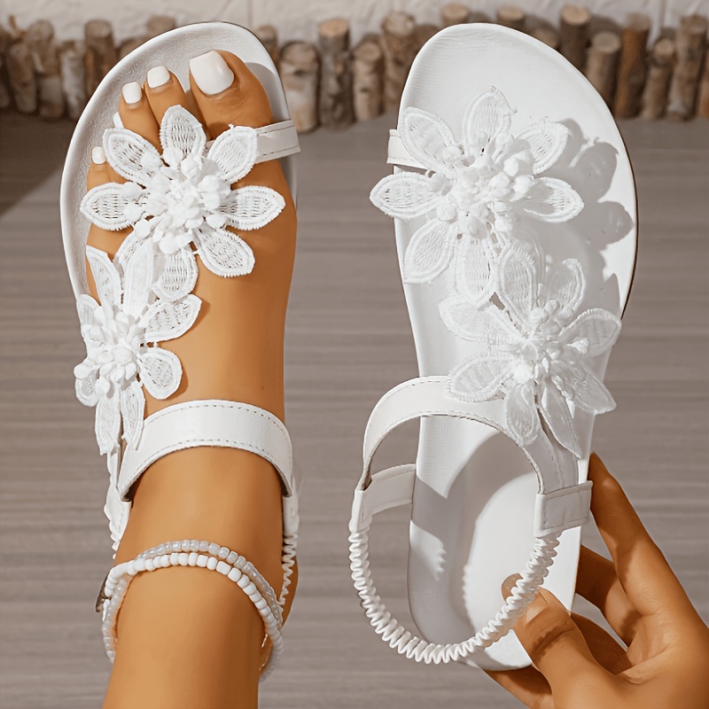 summer beach bohemian casual flat sandals slip on with elastic   soft and comfortable sole stylish and elegant toe post sandals