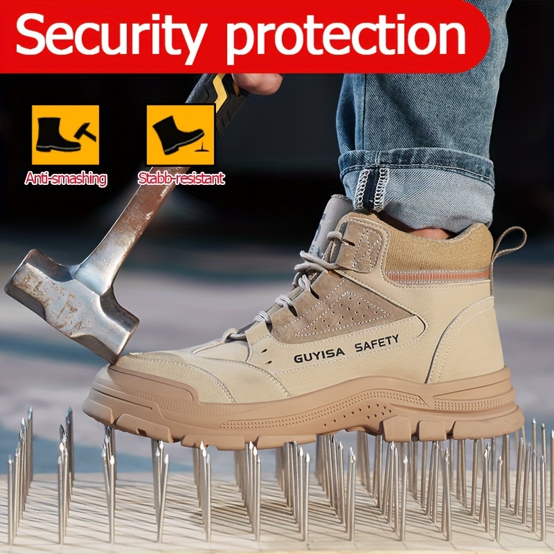 1 Par Zapatos Seguridad Hombres Botas Seguridad Trabajo - Temu