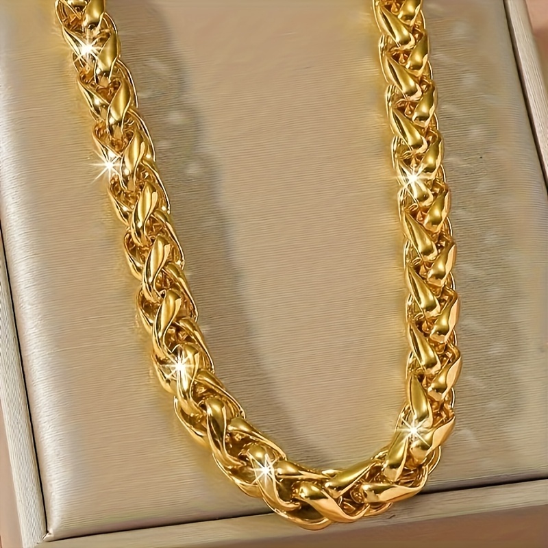 Men's Golden Stainless Steel Braided Chain Necklace