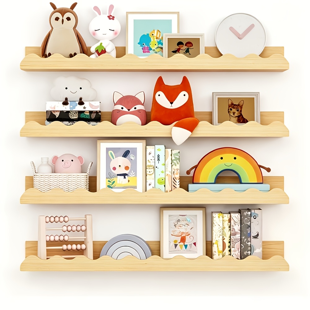 4pcs Living Room Bedroom Wall-mounted Decorative Shelf Home Decor Wall Bracket Storage Divider Retro Country, Floating Shelves