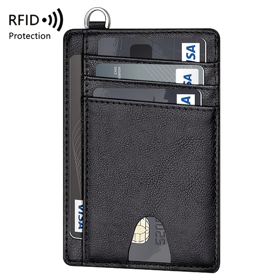 TEMU Slim Minimalist Rfid-blocking Wallet | Front-pocket Credit Card Holder For | Faux Leather, Ultra-compact For
