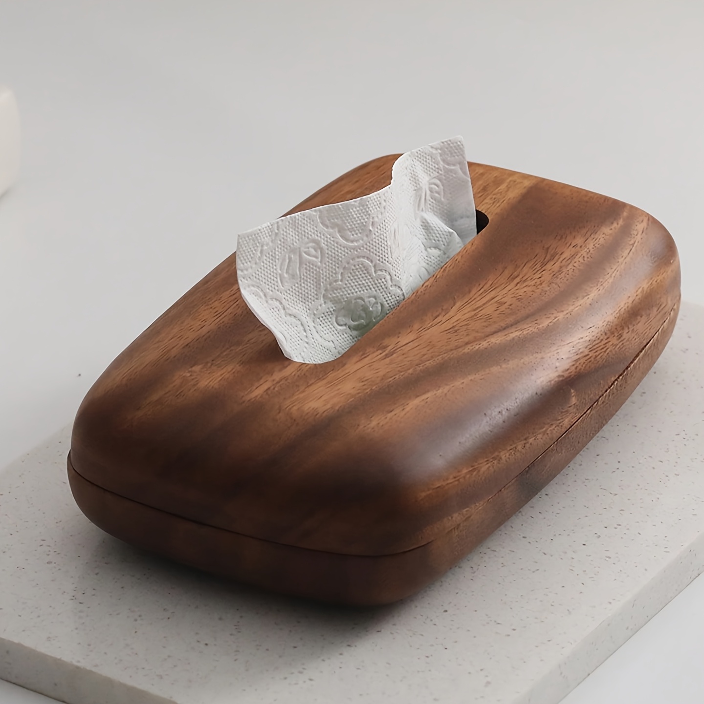 walnut tissue box modern and simple rectangular design easy to replace the high quality walnut cover polished suitable for decorating tables bathrooms offices and nightstands retro style storage box Product details 0