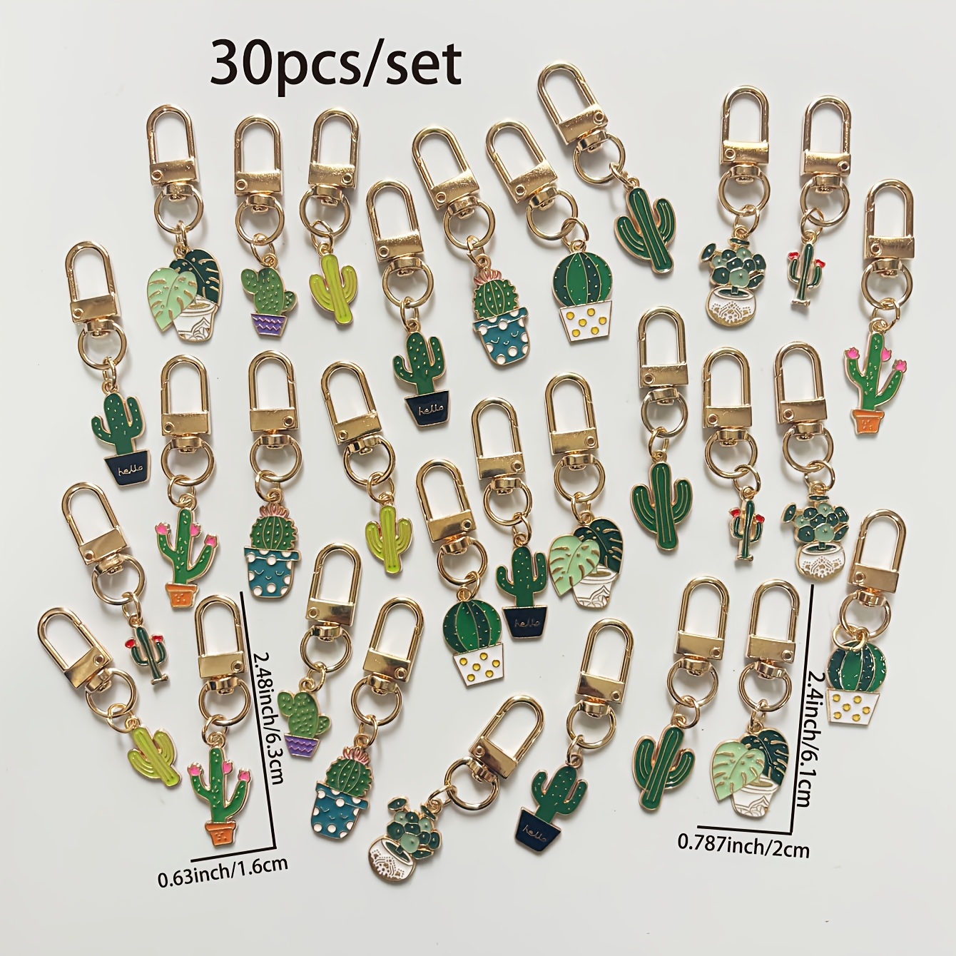 TEMU 30pcs Cactus Potted Plant Keychains, Women's Key Rings, Alloy Keychains, Bag Keychain Pendants, Suitable For Party Favors, Holiday Supplies, And