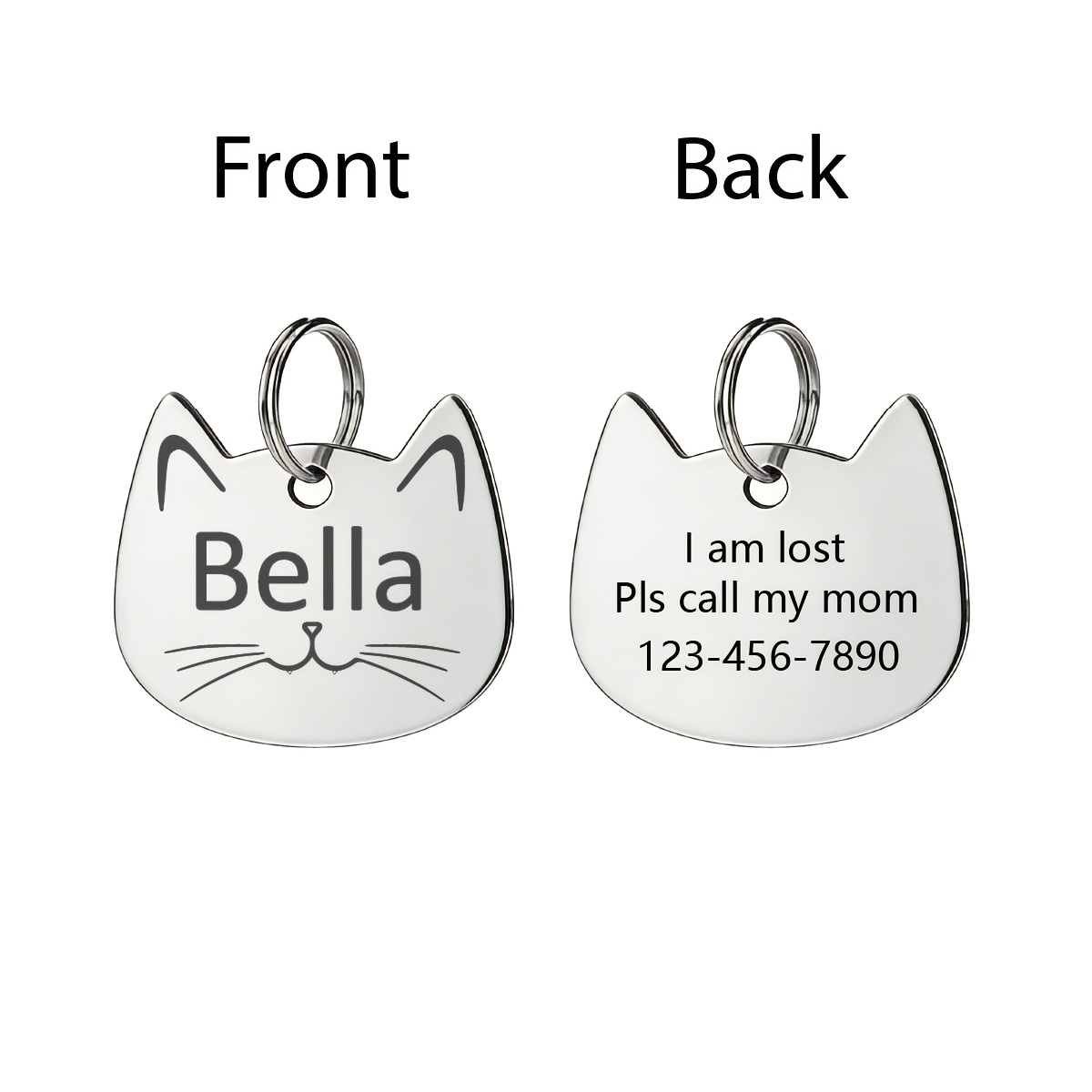TEMU Customizable Cat Id Tag, Engravable Font And Patterns, 6 Colors , Cat Accessory, Collar Pendant Ornament