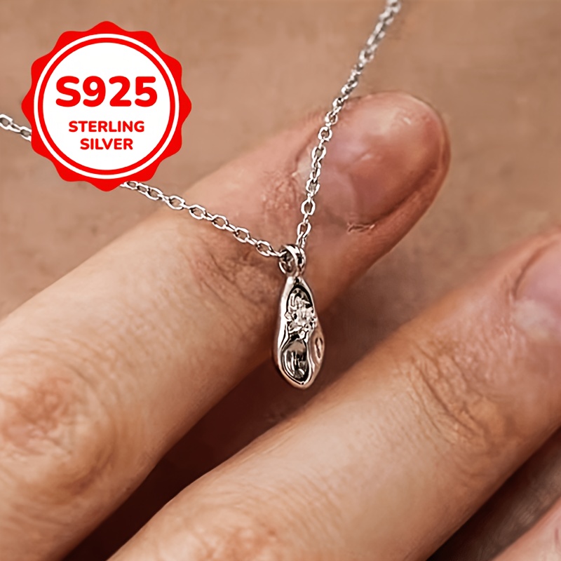 Women's 925 Silver Starburst Irregular Water Drop Pendant Necklace