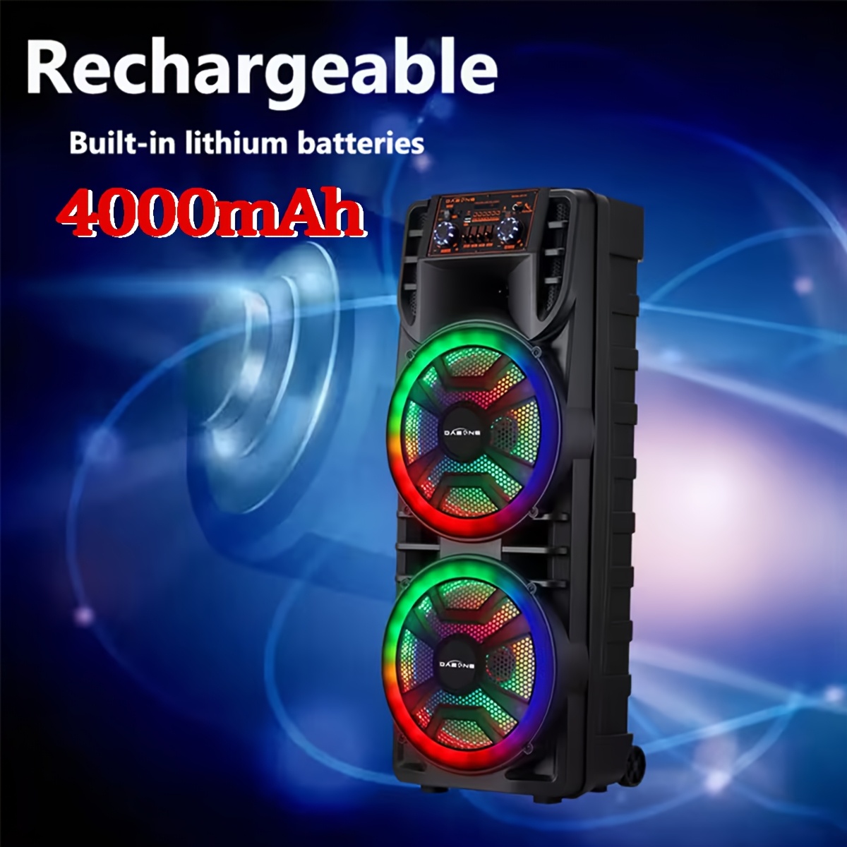 7000W Portable Wireless Speaker with RGB Party Lights